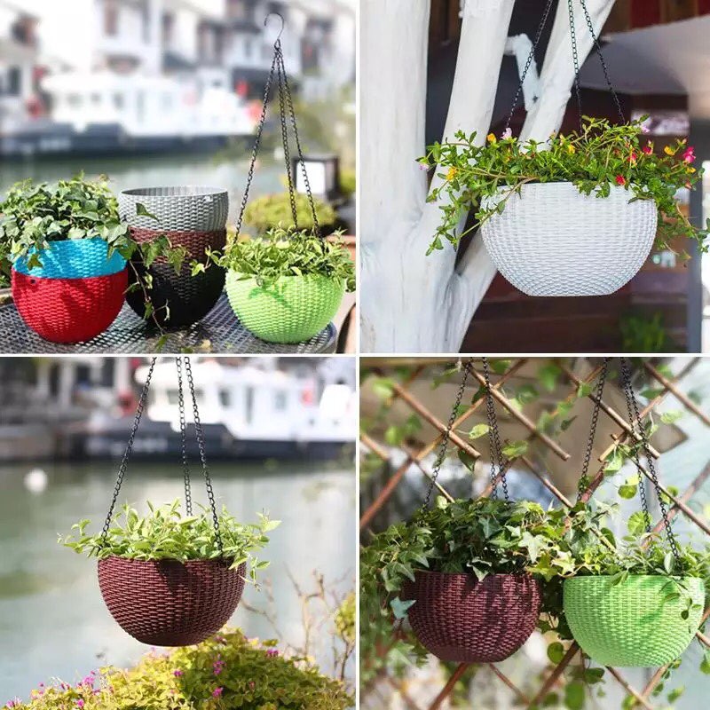COLORFUL HANGING SELF WATERING POT