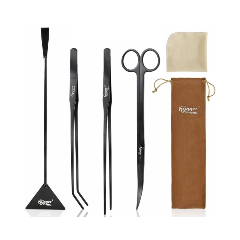 HYGGER Premium 4 PCS Tweezers Scissors Spatula Kits & 1 Cloth Tool Set