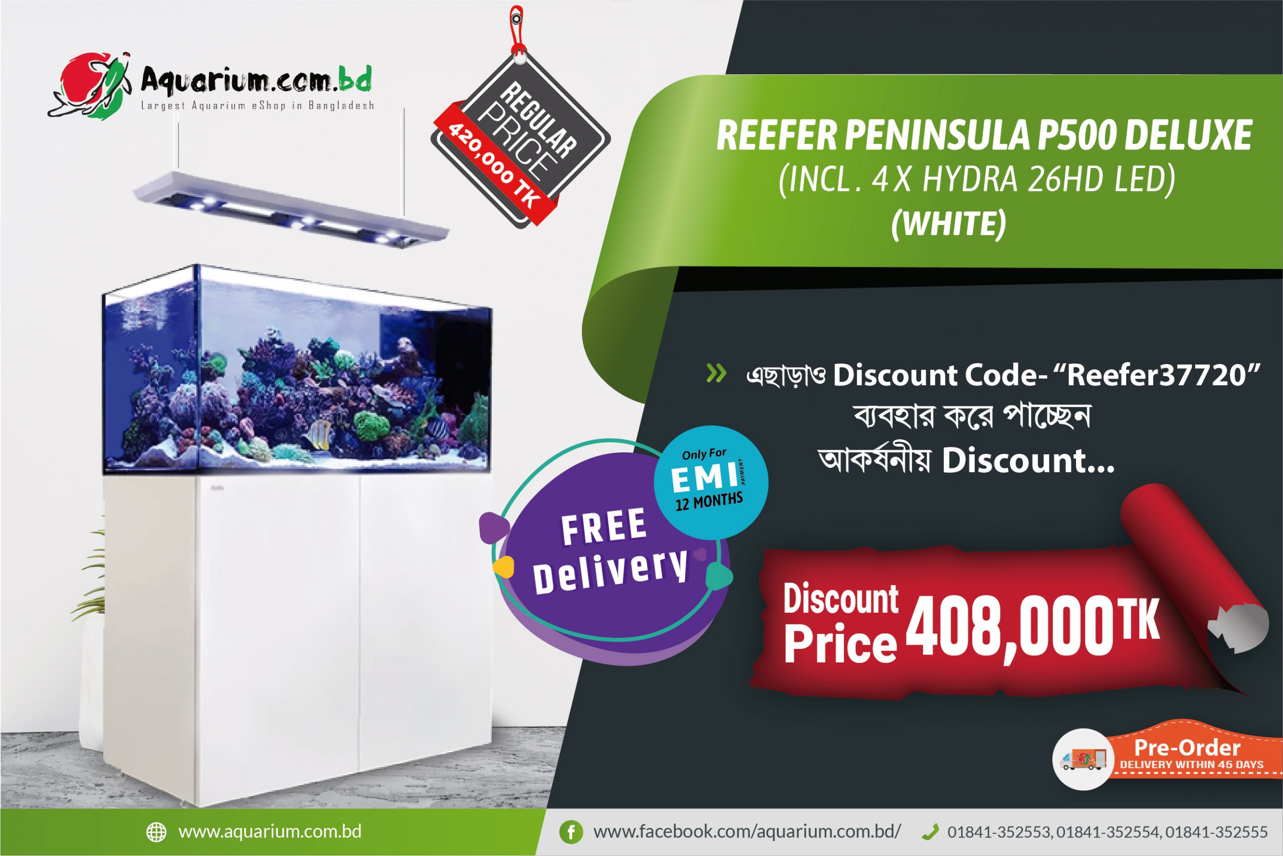 REEFER Peninsula P650 Deluxe (incl. 4 X Hydra 26HD LED) - White